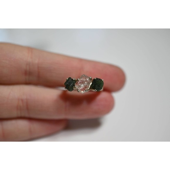 Boho Ring Raw Diamond Engagement Ring Rough Diamond Wedding Band Unique … - Picture 7 of 10